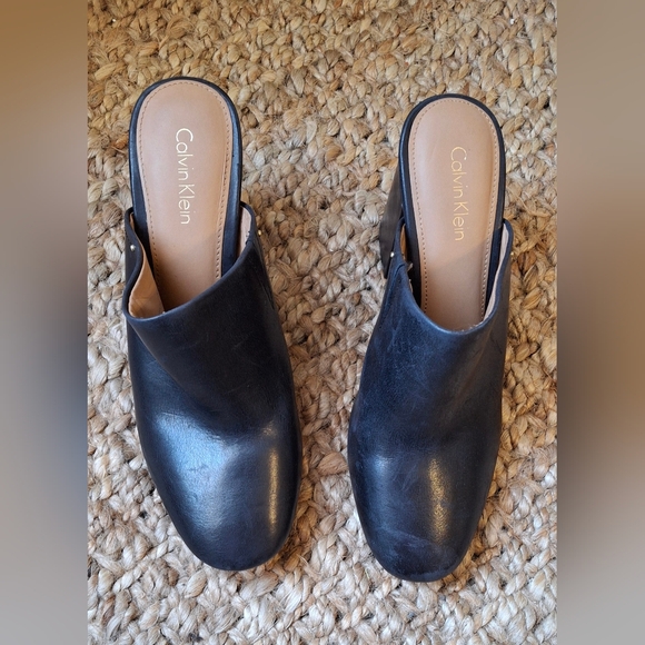 Calvin klein Heels black mules size 7.5 office basic bohoemian profesional 129 - Picture 2 of 8